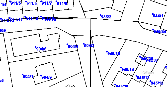 Parcela st. 904/3 v KÚ Netolice, Katastrální mapa