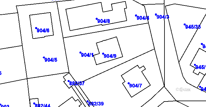 Parcela st. 904/9 v KÚ Netolice, Katastrální mapa