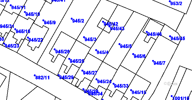 Parcela st. 945/4 v KÚ Netolice, Katastrální mapa