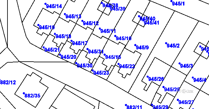 Parcela st. 945/16 v KÚ Netolice, Katastrální mapa