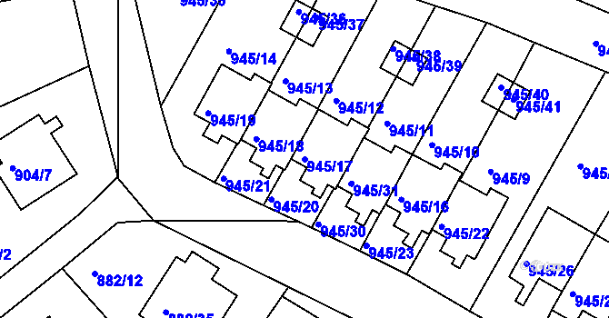 Parcela st. 945/17 v KÚ Netolice, Katastrální mapa