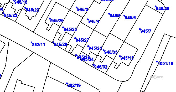 Parcela st. 945/24 v KÚ Netolice, Katastrální mapa