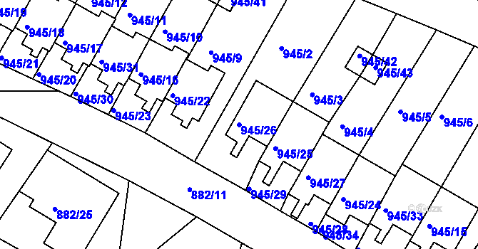 Parcela st. 945/26 v KÚ Netolice, Katastrální mapa