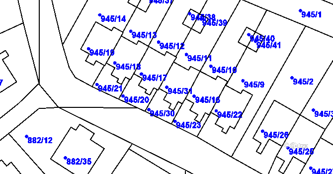 Parcela st. 945/31 v KÚ Netolice, Katastrální mapa