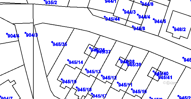 Parcela st. 945/37 v KÚ Netolice, Katastrální mapa