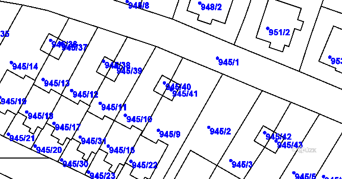 Parcela st. 945/41 v KÚ Netolice, Katastrální mapa