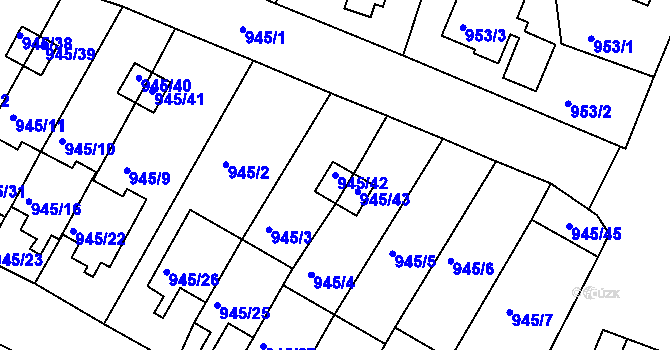 Parcela st. 945/42 v KÚ Netolice, Katastrální mapa