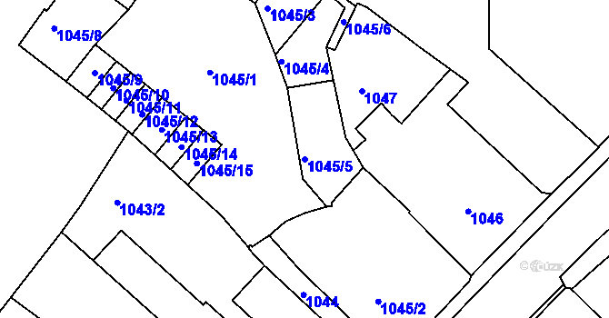 Parcela st. 1045/5 v KÚ Netolice, Katastrální mapa
