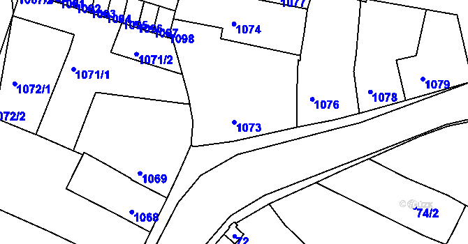 Parcela st. 1073 v KÚ Netolice, Katastrální mapa