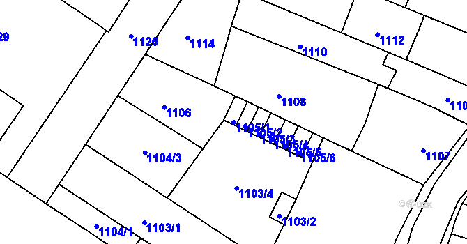 Parcela st. 1105/1 v KÚ Netolice, Katastrální mapa