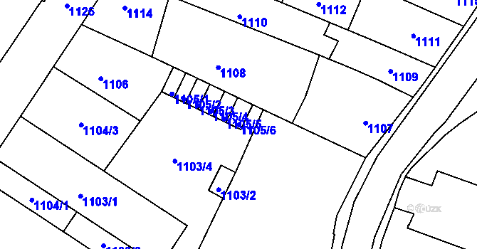 Parcela st. 1105/6 v KÚ Netolice, Katastrální mapa