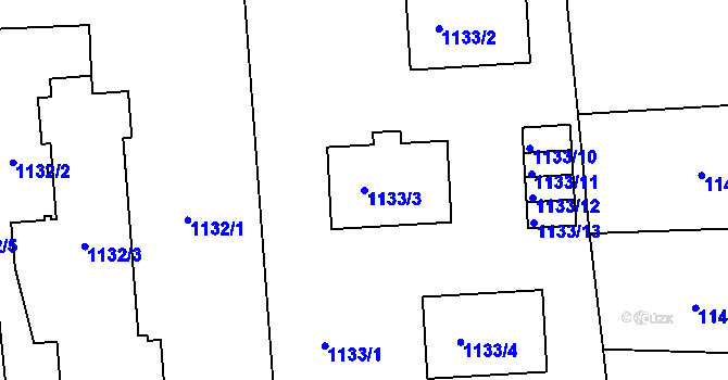 Parcela st. 1133/3 v KÚ Netolice, Katastrální mapa