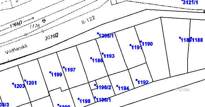 Parcela st. 1193 v KÚ Netolice, Katastrální mapa