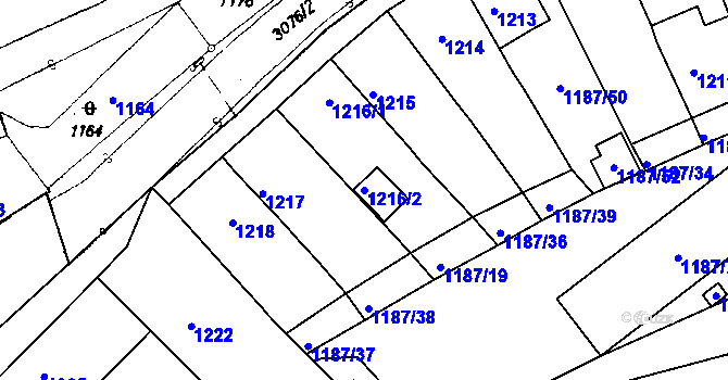 Parcela st. 1216/2 v KÚ Netolice, Katastrální mapa