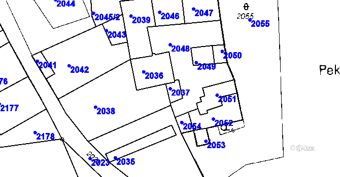 Parcela st. 2037 v KÚ Netolice, Katastrální mapa