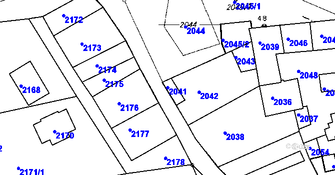 Parcela st. 2041 v KÚ Netolice, Katastrální mapa