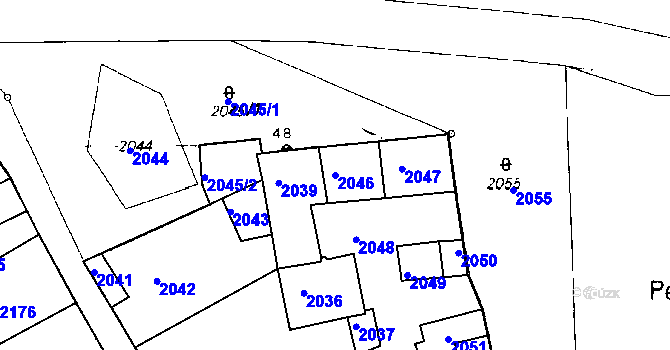 Parcela st. 2046 v KÚ Netolice, Katastrální mapa