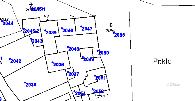 Parcela st. 2050 v KÚ Netolice, Katastrální mapa