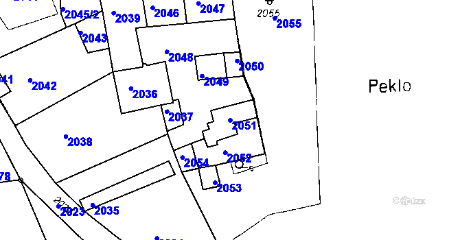 Parcela st. 2051 v KÚ Netolice, Katastrální mapa