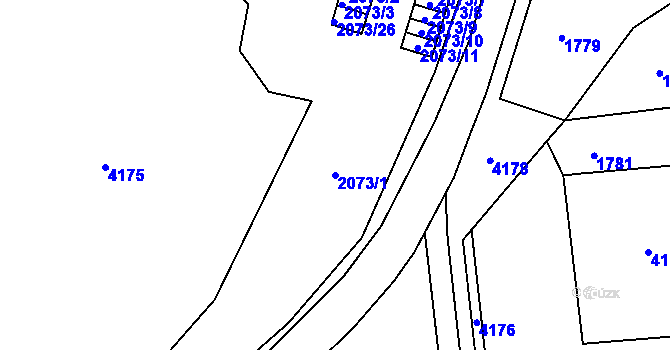 Parcela st. 2073/1 v KÚ Netolice, Katastrální mapa