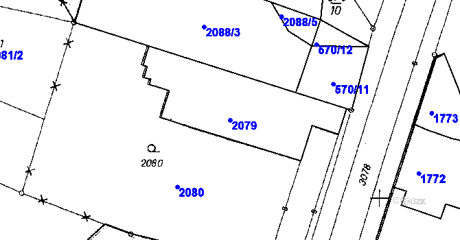 Parcela st. 2079 v KÚ Netolice, Katastrální mapa