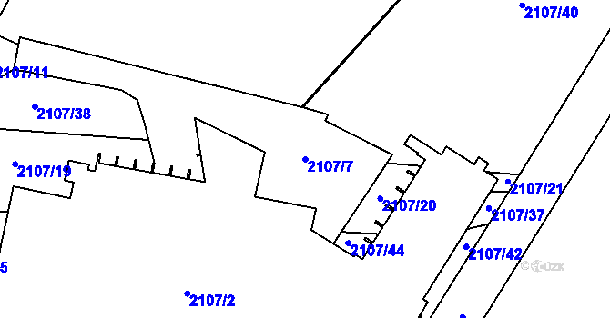 Parcela st. 2107/7 v KÚ Netolice, Katastrální mapa