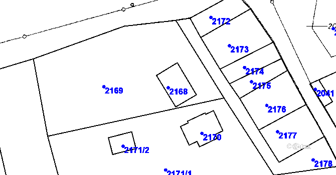 Parcela st. 2168 v KÚ Netolice, Katastrální mapa