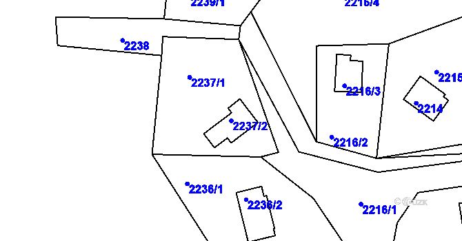 Parcela st. 2237/2 v KÚ Netolice, Katastrální mapa