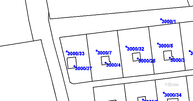 Parcela st. 3000/7 v KÚ Netolice, Katastrální mapa