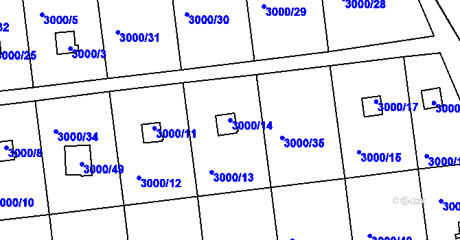 Parcela st. 3000/14 v KÚ Netolice, Katastrální mapa