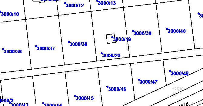 Parcela st. 3000/20 v KÚ Netolice, Katastrální mapa