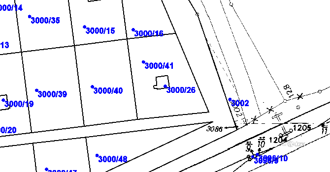 Parcela st. 3000/26 v KÚ Netolice, Katastrální mapa