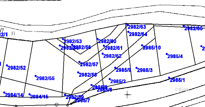 Parcela st. 2982/62 v KÚ Netolice, Katastrální mapa