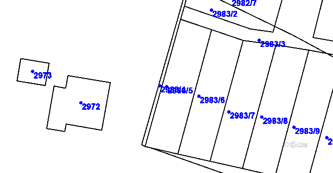 Parcela st. 2983/5 v KÚ Netolice, Katastrální mapa