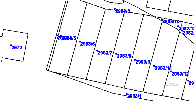 Parcela st. 2983/7 v KÚ Netolice, Katastrální mapa