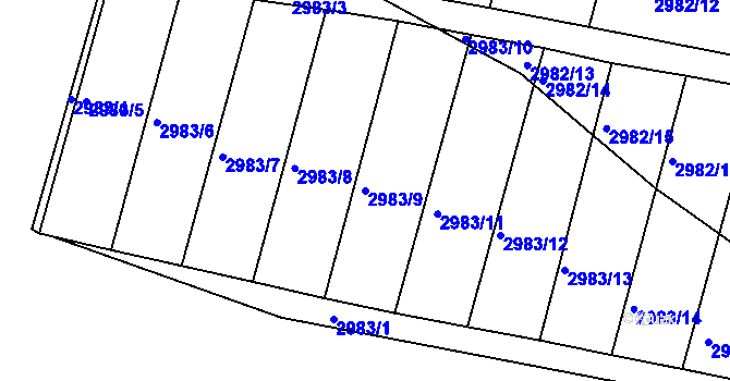 Parcela st. 2983/9 v KÚ Netolice, Katastrální mapa