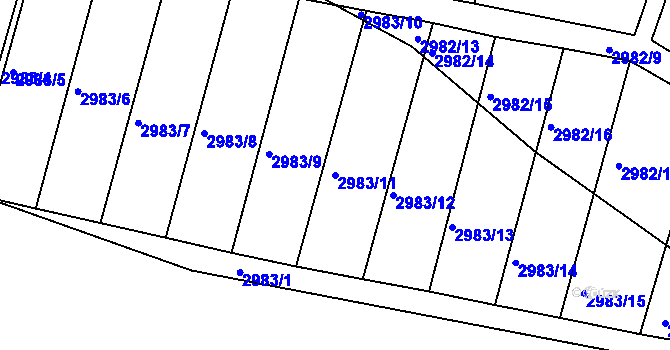 Parcela st. 2983/11 v KÚ Netolice, Katastrální mapa