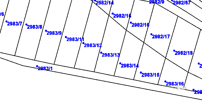 Parcela st. 2983/13 v KÚ Netolice, Katastrální mapa