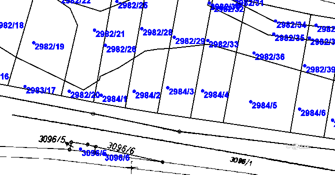 Parcela st. 2984/3 v KÚ Netolice, Katastrální mapa