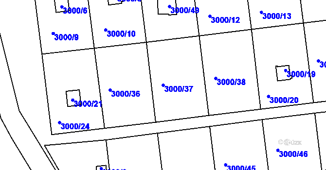 Parcela st. 3000/37 v KÚ Netolice, Katastrální mapa
