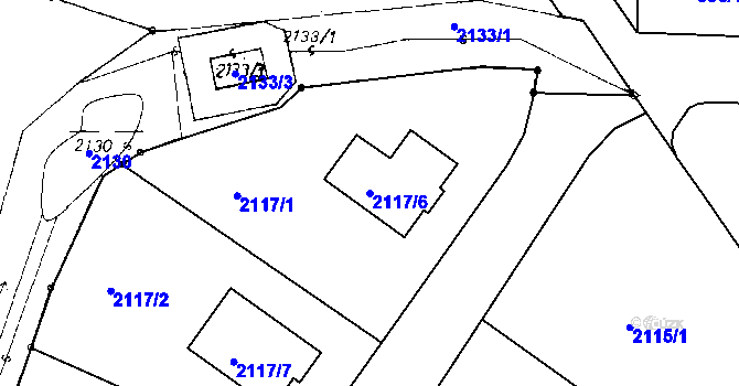 Parcela st. 2117/6 v KÚ Netolice, Katastrální mapa