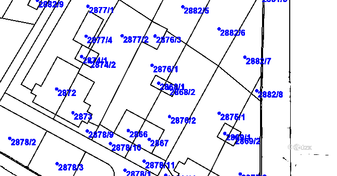Parcela st. 2868/2 v KÚ Netolice, Katastrální mapa