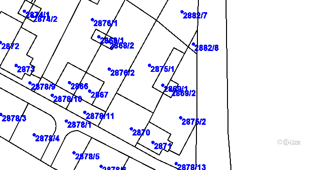 Parcela st. 2869/1 v KÚ Netolice, Katastrální mapa