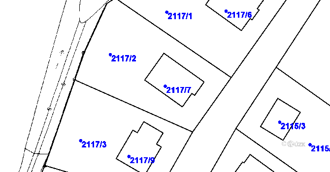 Parcela st. 2117/7 v KÚ Netolice, Katastrální mapa