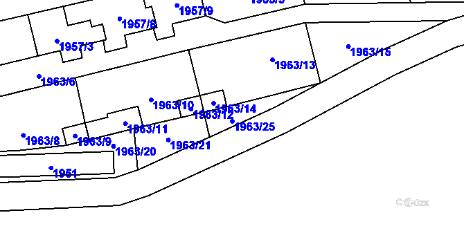 Parcela st. 1963/25 v KÚ Netolice, Katastrální mapa