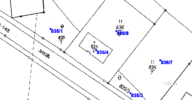 Parcela st. 835/4 v KÚ Netolice, Katastrální mapa