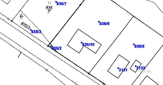 Parcela st. 836/10 v KÚ Netolice, Katastrální mapa