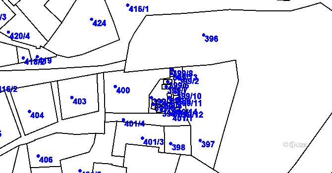Parcela st. 399/7 v KÚ Netolice, Katastrální mapa