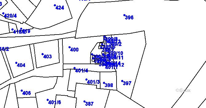 Parcela st. 399/9 v KÚ Netolice, Katastrální mapa
