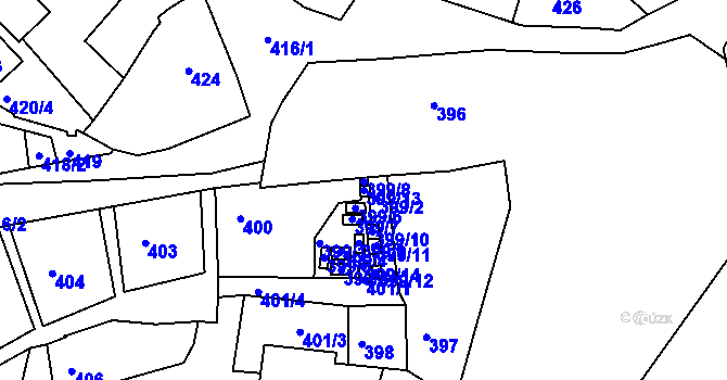 Parcela st. 399/13 v KÚ Netolice, Katastrální mapa